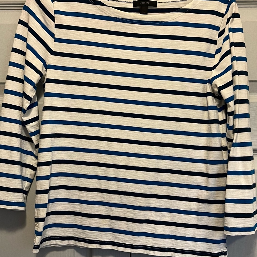 J. Crew Nautical Striped Top in Blue and Navy